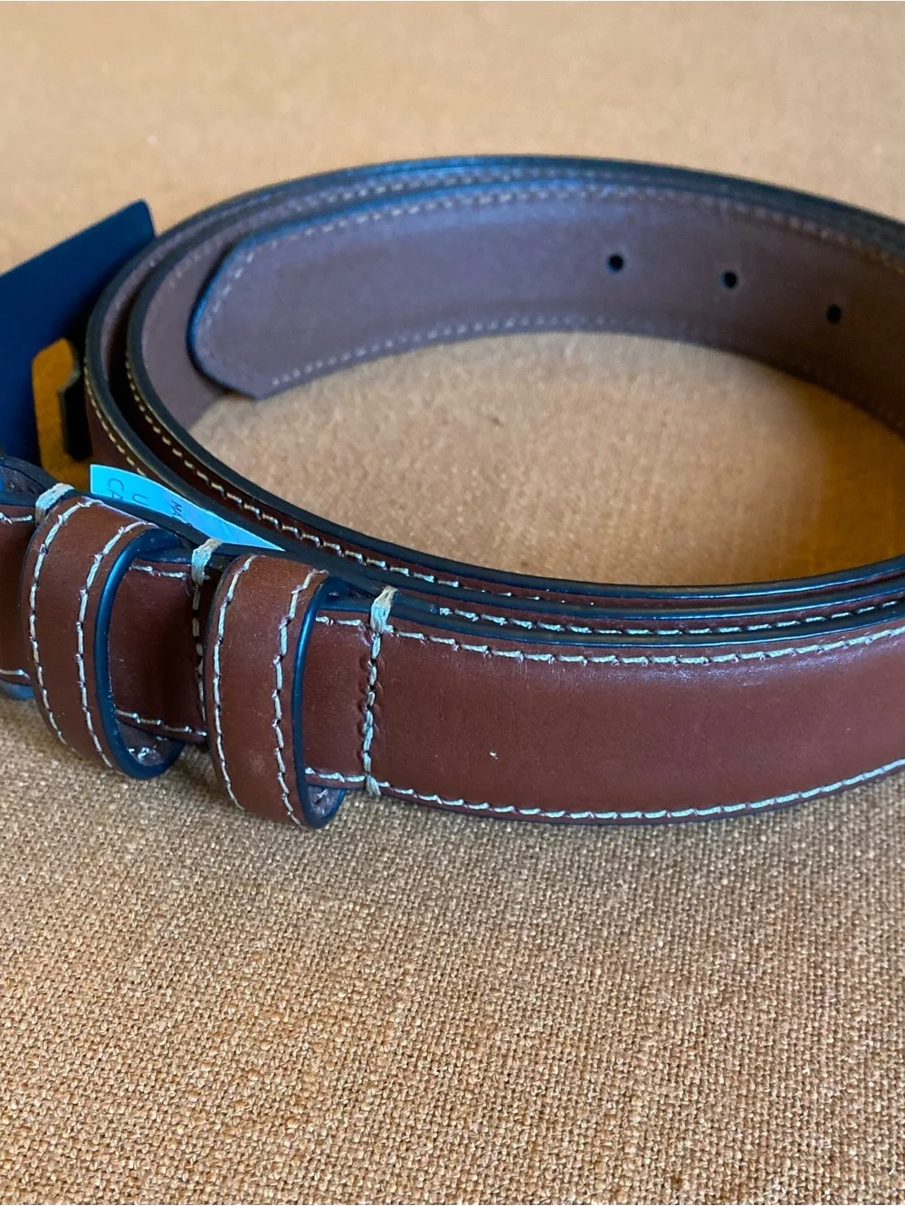 Eddie Bauer Men’s Classic Leather Cognac Featheredge Belt NWT Size 50